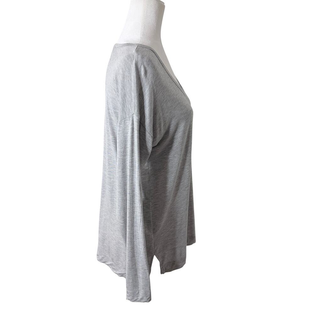 Loft Women’s Tunic Top S Gray Long Sleeve Scoop Neck Dropped Shoulder T-Shirt - Picture 4 of 7